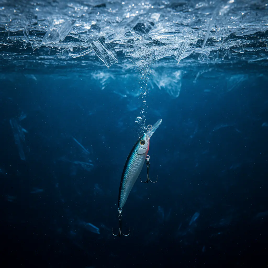 Lure dropping into water